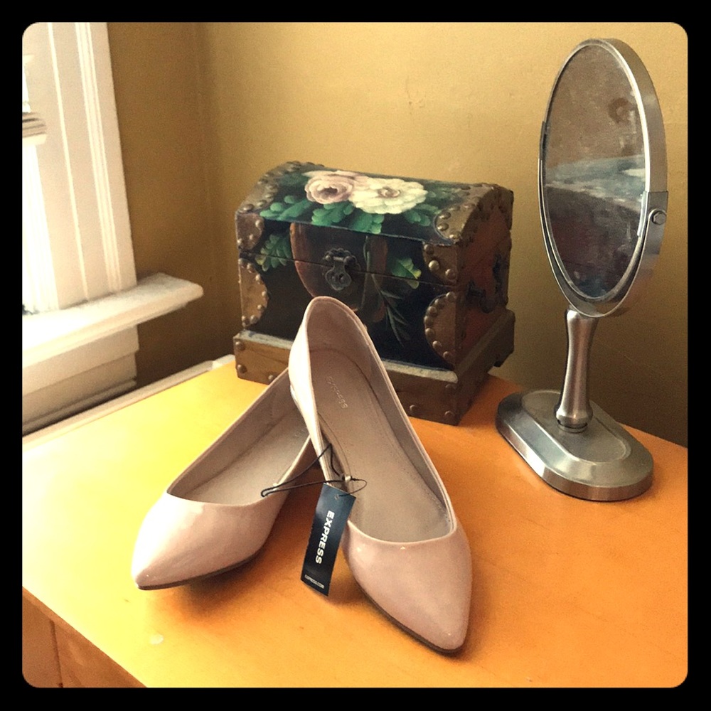 Express patent (minus the) leather cream flats